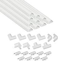 D-Line 157in Paintable Cord Cover Kit - Self-Adhesive Wire Hiders for Wall, Cable Raceway Management with 10 Strips & 19 Accessories, White