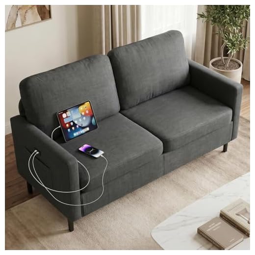 Compact Loveseat Sofa with USB Ports