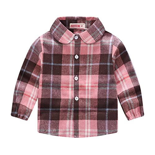 Toddler Kids Plaid Shacket Jacket Boys Girls Flannel Shirts Long Sleeve Button Down Hooded Jackets Warm