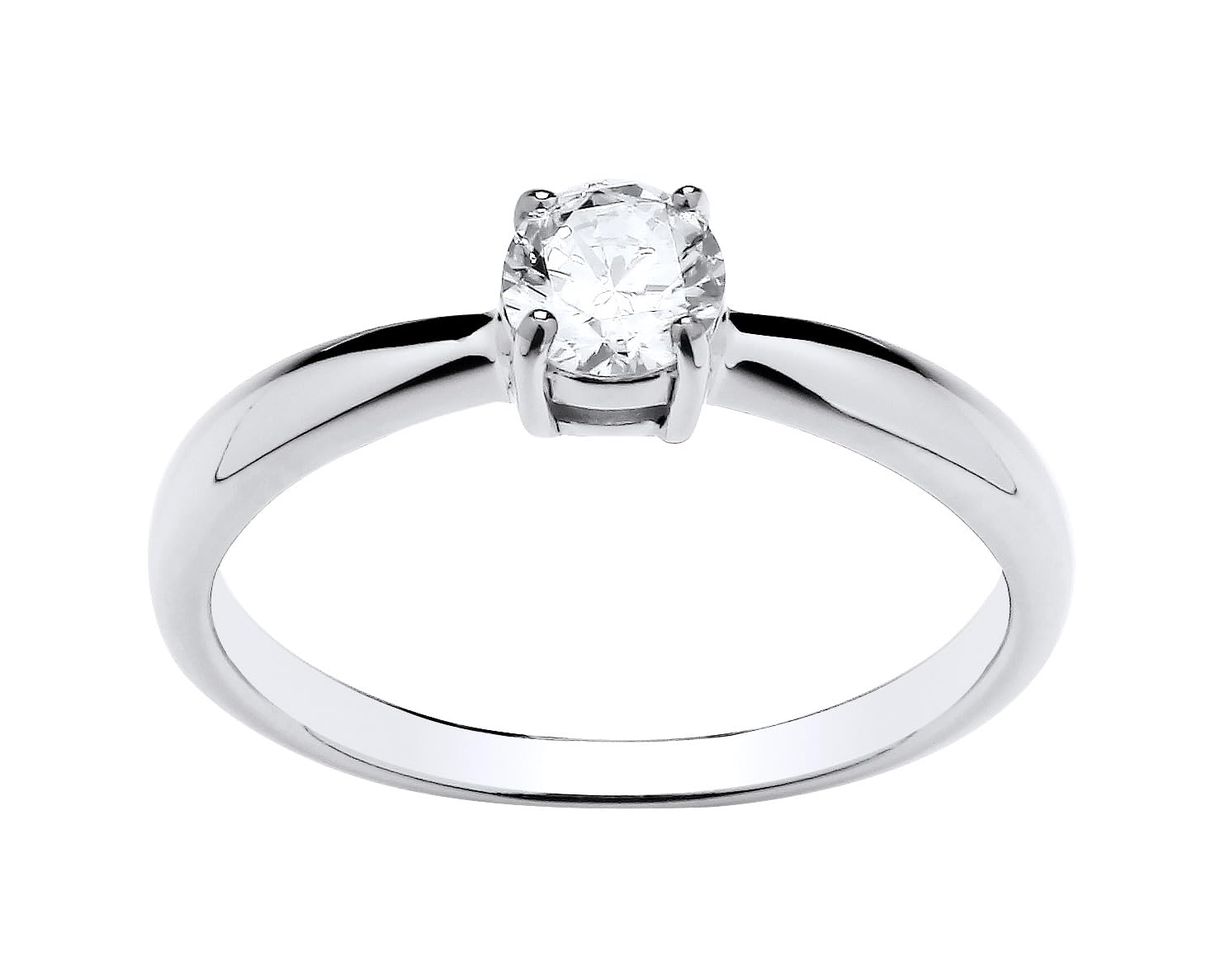 925 Sterling Silver 0.50ct CZ Solitaire Engagement Ring size J - U
