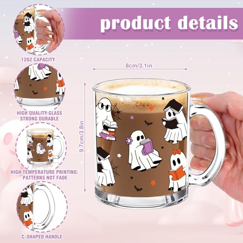 Taza de vidrio Whaline Halloween 12 oz con diseño de fantasma miniatura 2