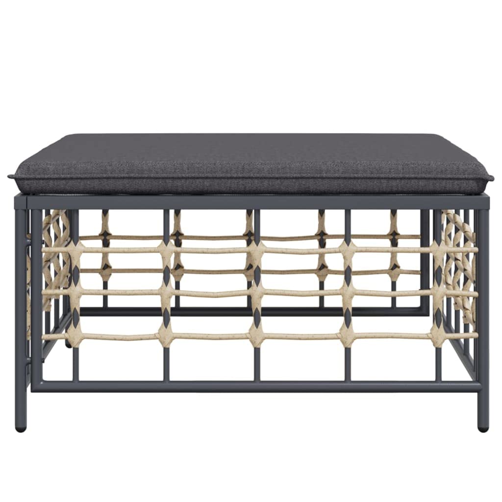 Poggiapiedi da Giardino con Cuscino in Polyrattan Grigio Scuro Sedie da esterno Lettino prendisole Divanetto da esterno Adatto per terrazze, prati e patii.