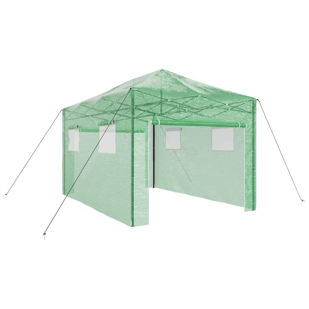 Pop-Up szklarnia ogrodowa z żelazną ramą, zielona, 290 x 430 x 315 cm,
