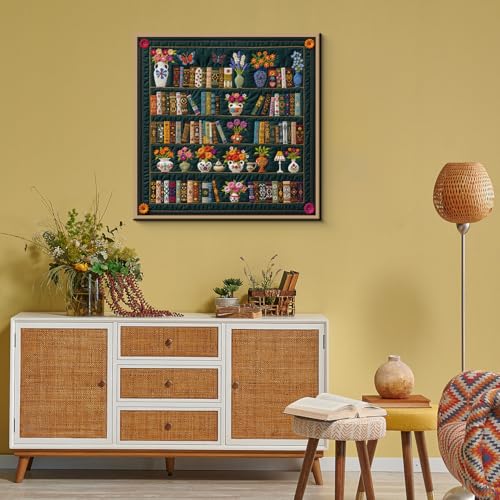 Rompecabezas Vintage Estantería de Libros 1000 piezas para adultos, Páginas de Flores Silvestres, Puzzle Botánico de Biblioteca miniatura 6