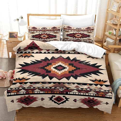 Housse de couette tribale 3D super douce géométrie ethnique 135x200cm