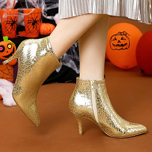 Allegra K Women's Pointed Toe Sparkly Stiletto Heels Ankle Boots2