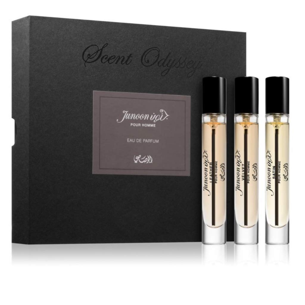 RASASI Scent Odyssey Junoon Pour Homme Collection - 7.5ML in Set of 3 | Experience this Series of Sophisticated Modern Orientals | Velvet, Leather,