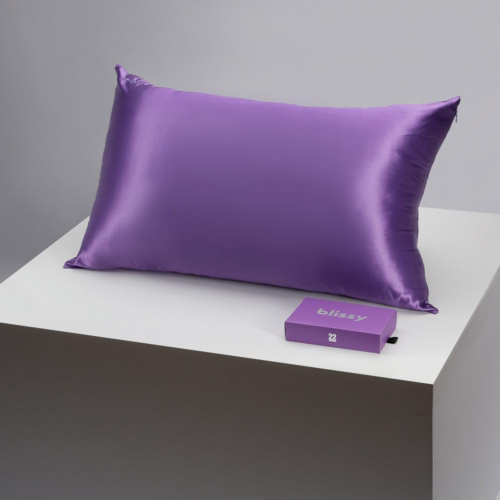 Blissy Silk Pillowcase - 100% Pure Mulberry Silk - 22 Momme 6A High-Grade Fibers - Silk Pillow Cover for Hair & Skin - Regular, Queen & King (Orchid, King)