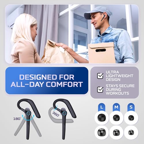 Image of Philips Trucker Bluetooth Earpiece, Wireless Bluetooth Headset with Mic, 400mAh Charging Case with LED Display, All-Day Extended Talktime, Built-in Mic for Hands-Free Calling, Designed for Office Work