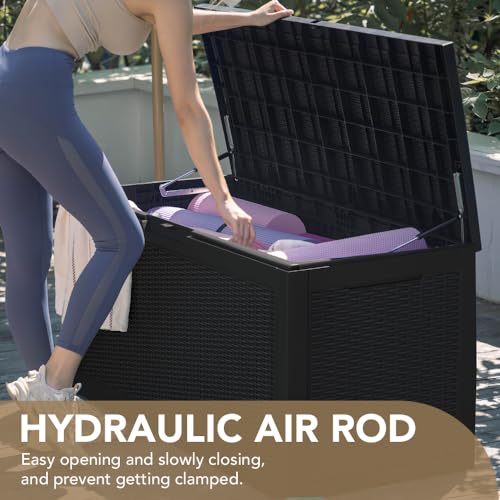 image for Devoko 95 Gallon Deck Box Large Resin Outdoor Storage Box, Waterproof 