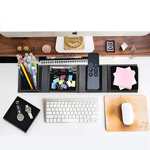 Jointop Leather Office Supplies, Desk Organizer Storage Boxes And Accessories, Desktop Storage For Business Cards/Stationery/Cards/Pens/Pencils/Mobile Phones(Black) #TOP5