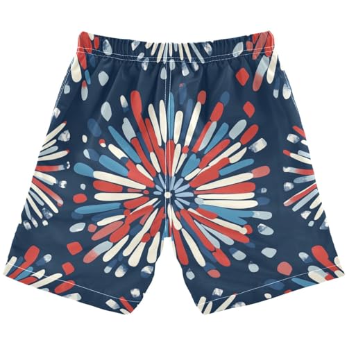 Boys Beach Board Shorts Festival Fireworks Fire Swim Trunk Teen Swimwear 8-16Y Multicolor2