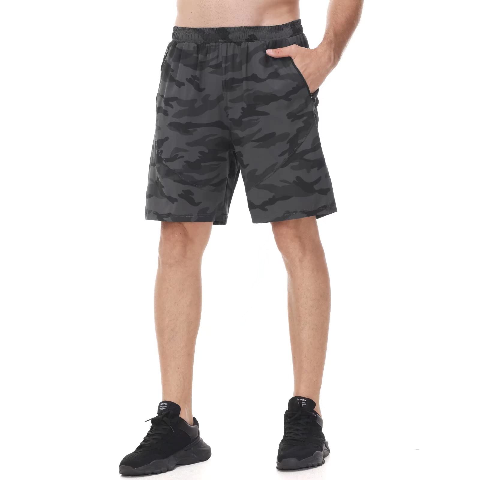 HMIYA Pantaloncini Running Uomo Leggero Sportivi Shorts Asciugatura Veloce Palestra Corsa Calzoncini con Tasca con Cerniera