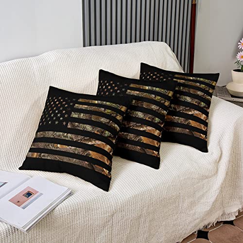 Erosebridal OYLS02607HLJ-KD_45X45X2 Set Of 2 American Flag Camo Throw Pillow Covers 18X18, Military Hunting Pillow Covers, Rustic Tree Leaves Camouflage Cushion Cases thumb #3