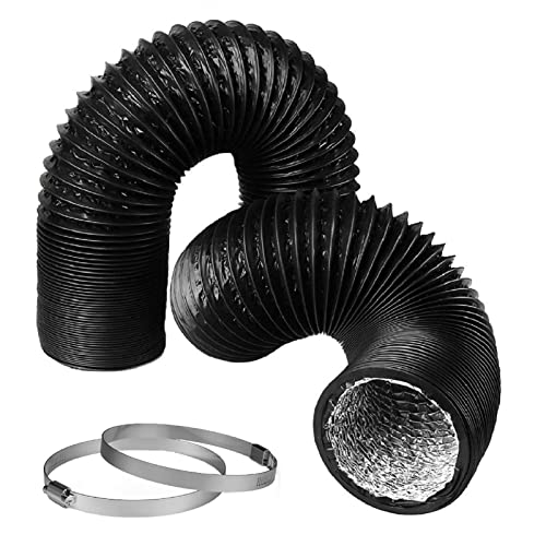 Dryer Vent Hose 5 Inch Air Duct 9.84 Feet Flexible Adjustable PVC Heavy-Duty Four-Layer Air Duct Hose for HVAC Ventilation (Black)