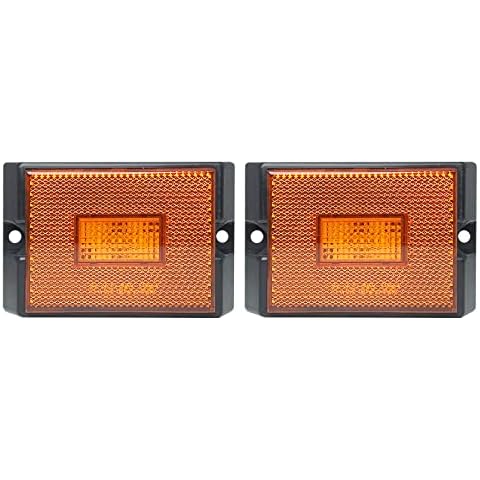 Serlainxin Led Trailer Marker Lights, Trailer Amber Side Marker Lights, Rectangular Light Reflectors For Trailers, Dot Approval Trailer Clearance Lights, Utility Trailer Running Lights, 2Pack Cover