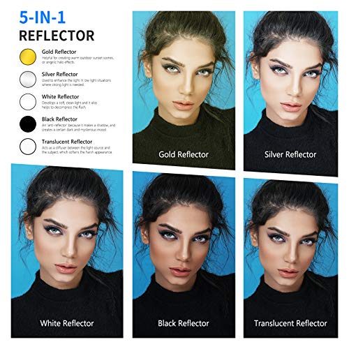 Neewer 5-in-1 Portable Round 32 in/80cm Light Reflector Collapsible Multi-Disc with Single Grip and Bag for Studio Photography Lighting and Outdoor Lighting - Gold/Silver/White/Black/Translucent - Image 5