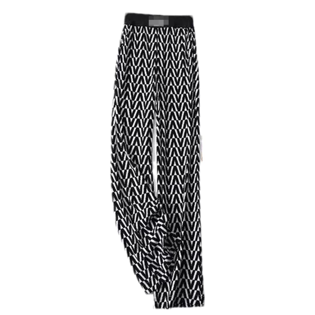 Deepsko Womens Spring and Summer Sports Letter Contrast Color High Waist Loose Wide Leg Pants