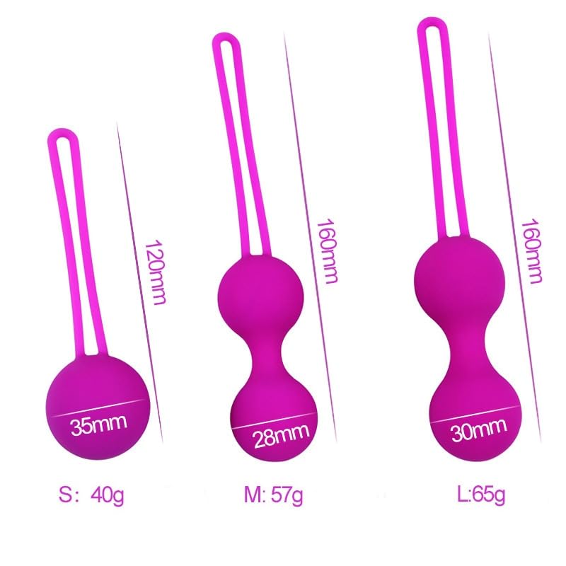 Boules de geisha | Boules Vaginales | Balles Kegel pour Exercices de Plancher Pelvien | Appareil de Rééducation et Musculation | Jouet sexuel pour femme | Jouet Intime (Violet, M)