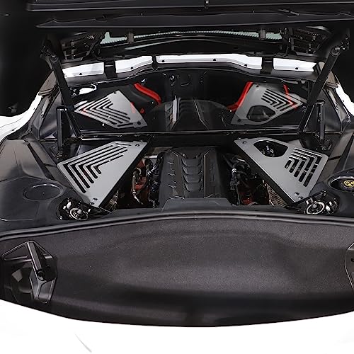 Image of TOYCIDFG Car Engine Bay Panel Cover Left Right Splash Shield Guard for C8 Corvette 2020-2024 Auto Aluminium Interior Body Part Accessories (Silver)