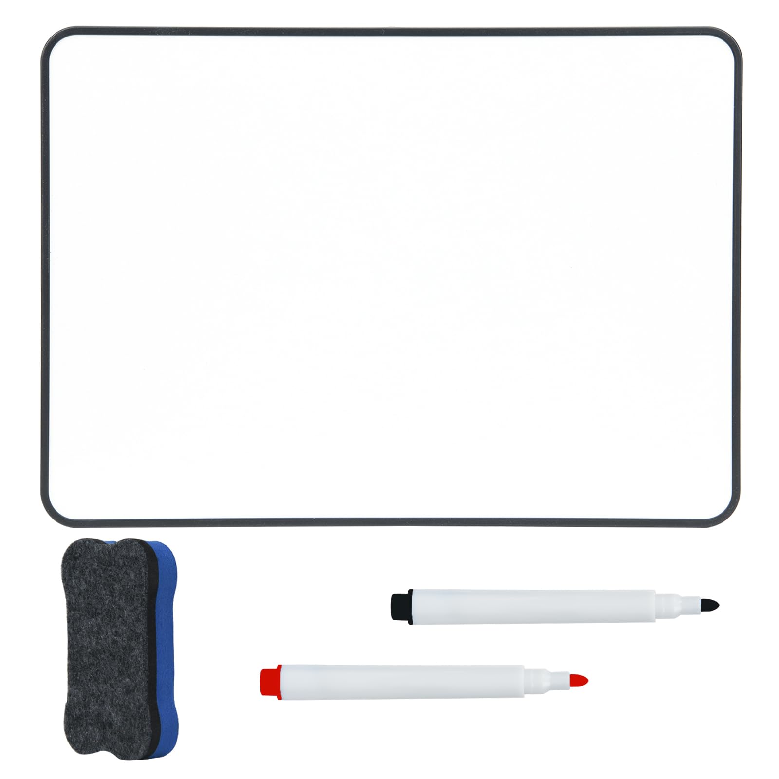 1Pcs 30X21cm Dry Erase Mini White Boards, A4 Double-Sided White Board with Black Frame, with 4Pcs Marker and 4Pcs Board Eraser, Portable Whiteboard for Drawing and Writing