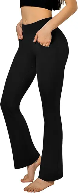 Flared Yoga Pants for Women - High Waist Bootcut Leggings with Pockets