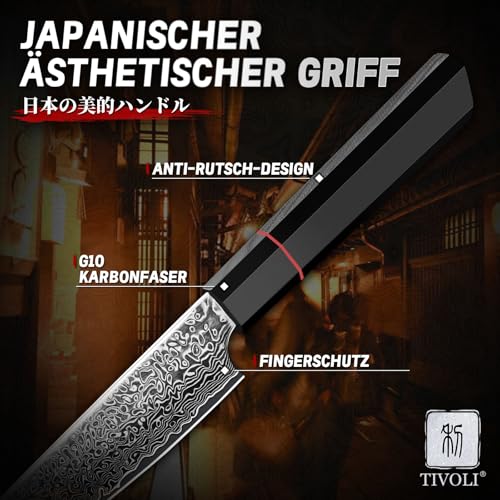 TIVOLI Damaszener Gemüsemesser - 5 Zoll Professionelles Japanisches Gebrauc – Ansicht 5