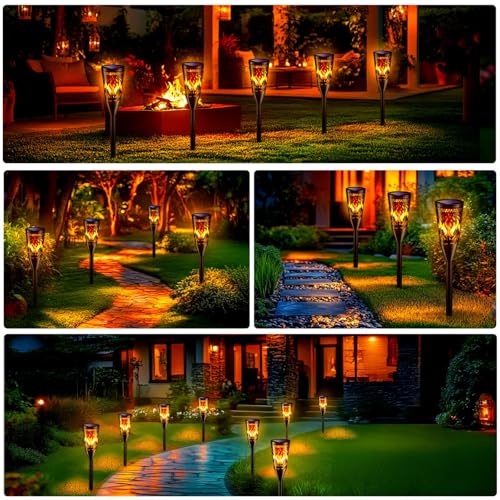 FIFlying Solarlampen für Außen Garten, 2 Lichtmodi Solar Gartenfackeln mit Realistischem Flammeneffekt,IP65 Wasserdicht Solarfackeln für Draußen,Weg,Terrasse, Camping, Rasendeko-6 Stück