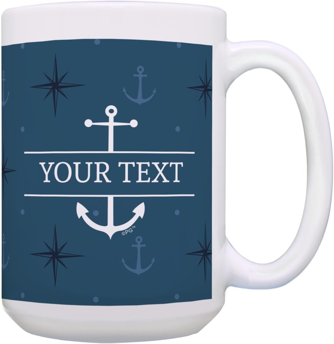 Anchor Gifts Your Text Nautical Cup Personalized 15oz Ceramic Coffee Mug with Handle