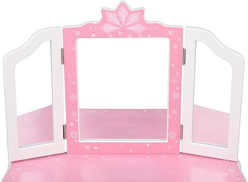 Miniatura 63 de Vasitelan Juego de mesa y silla para niños, juego de tocador para niñas con espejo y taburete, tocador de princesa de maquillaje con cajón, juego de
