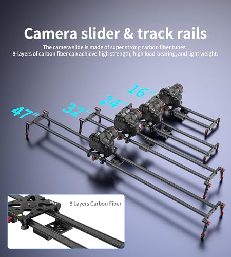 Image of Zecti Camera Slider 16 inch /40 cm Adjustable Carbon Fiber Camera Dolly Track