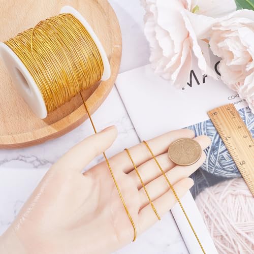 GORGECRAFT 120M Gold Metallic Elastic Cord Stretchy Bracelet Hair String Ribbon Tinsel Braiding Rope Jewelry Thread for Crystal Braided Jewelry Bead Necklaces Decorative Hanging Gift Wrapping - Image 3