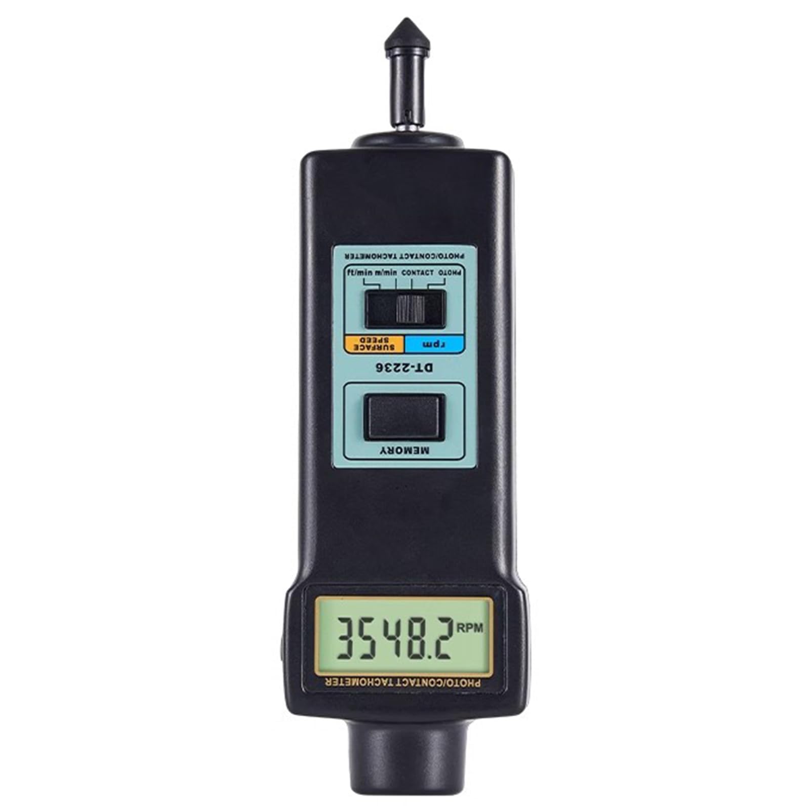 COYEUX Tacómetro Digital, medidor de RPM con Contacto y fotográfico (2,5-99 999 RPM), con 4 sondas, medición de Velocidad Lineal (m/min, ft/min), para Motores y Ventiladores