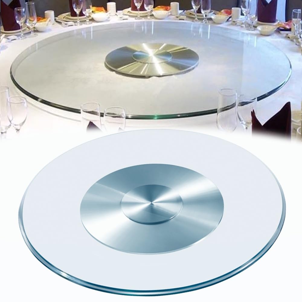 Grand plateau rotatif en verre trempé antidéflagrant et base premium en aluminium de 70 cm