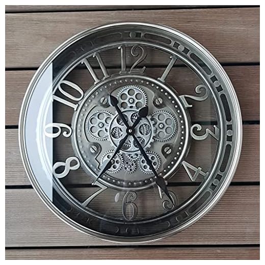 INFINITY TIME 21 Inch Moving Gear Wall Clock Modern, Large Vintage Industrial Steampunk Wall Clocks for Living Room Decor,Gunmetal Arabic Numeral