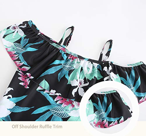 Image of Girls One Piece Swimsuits Off Shoulder Bathing Suit for Kids Hawaiian Swimwear 3-16 Years