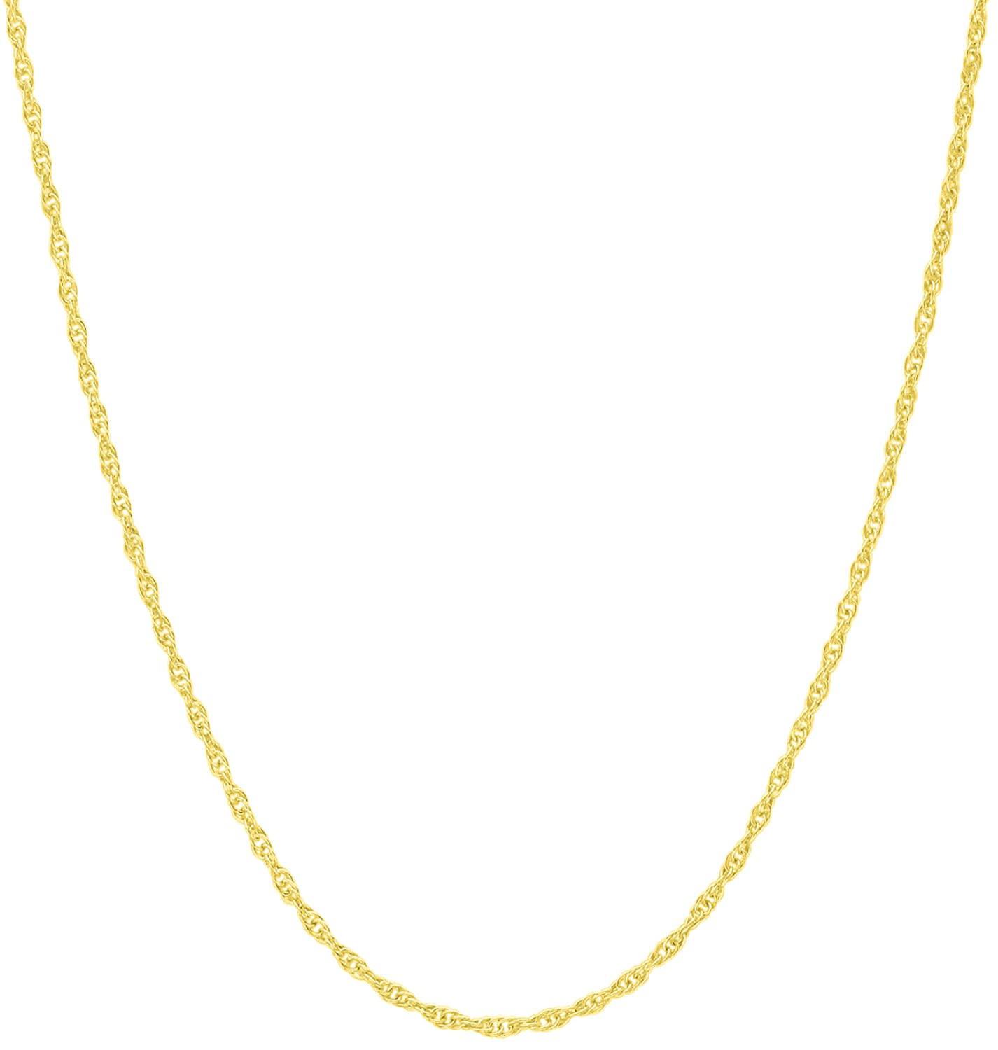 14K, 10K Yellow or White or Rose Solid Gold Italian Diamond Cut 0.8 mm-1.2 mm Rope and Mirror Cable Chain Necklace Thin & Strong gold chain Thin And Lightweight MADE IN ITALY
