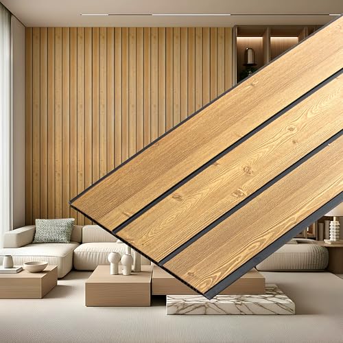 Image of Plantex PVC Panel for Wall 10 Feet /3D Wall Panels /Louvers Panel for Interior Decor /Fluted Panels for Walls /Home & Office Use /Pack of 5 Covers 50 Sq. Ft (Golden Oak - 2G)