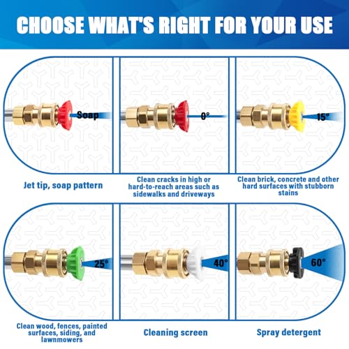 Pressure Washer Extension Wand, 10 Pack Power Washer Extension Wand with 6 Nozzle Tips, 30°,90°,120° Curved Rod, 1/4\" Quick Connect, Replacement Power washer Lance, 4000 PSI