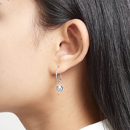 Boma Jewelry Sterling Silver Moon & Star Mismatched Snap Down Closure Tube Hoop Earrings3