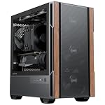 Genuine Walnut Wood Micro ATX Case, MATX PC Case with 4 × 120mm 3 Pin Non-PWM Case Fans Pre-Installed, Temper Glass Side Panel, with Type-C, Black, Cypress 3 Wood