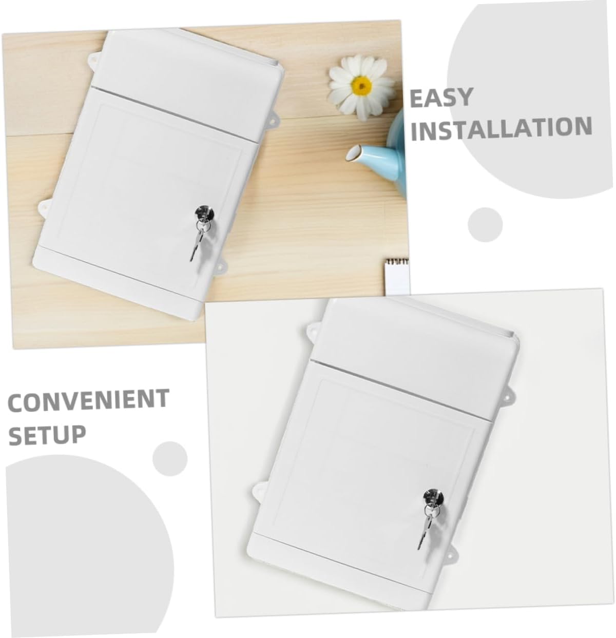 2set Wall Mount Mailbox Locking Office Letter Box Rainproof Design for Suggestions Complaints Large Capacity Easy Installation