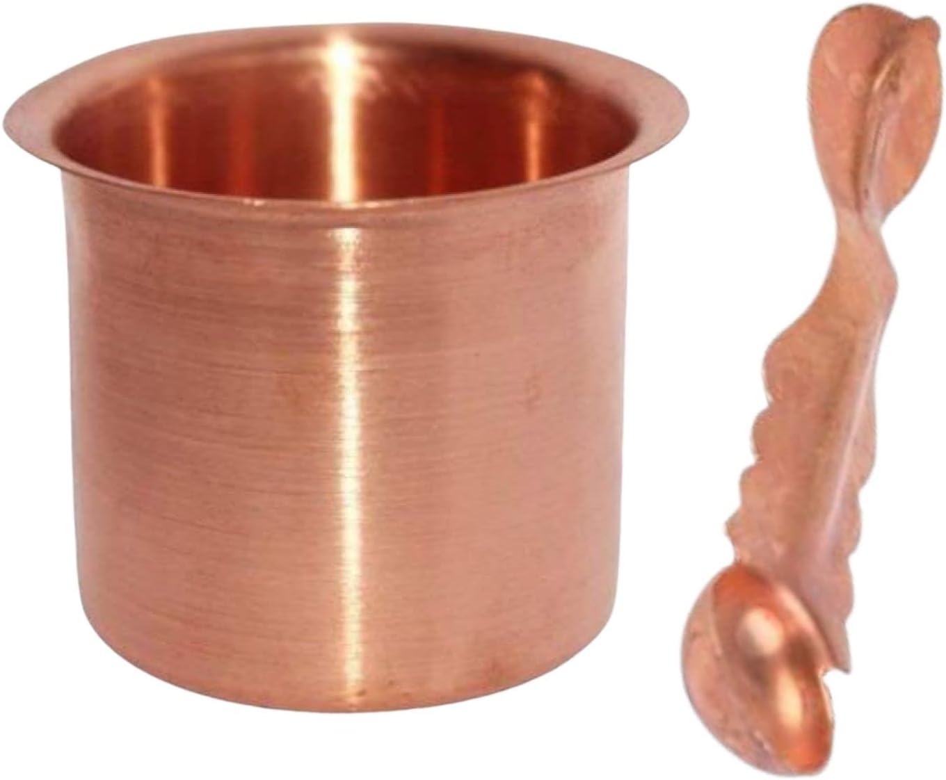 NAISHA Pure Copper Panch Patra (Achman) Set with Spoon for Pooja, Handmade Copper Lota Cup for Hindu Rituals, Mandir Accessories, Holy Water, Charanamrit, Temple Puja Essentials