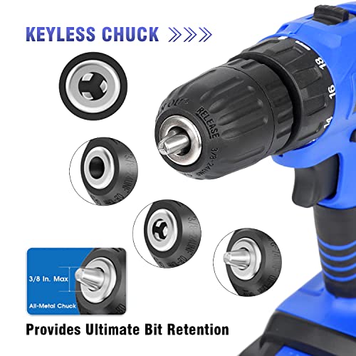 Portable Power Drill Set with 37PCS Drill Bit,21V Cordless Drill Driver Kit with Battery and Charger,Jar-owl Home Tool Kit with Electric Drill for Men Women Garden Office Repair Maintain-Blue thumbnail 4
