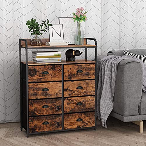 Furologee 8 Storage Drawers Dresser for Bedroom with Double Shelf Tall, Large Storage Organizer Unit for Closet,Living… - Image 5