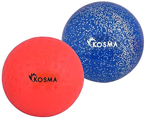 Kosma Lot de 2 balles de hockey en PVC pour sports de plein air (Orange Dimple, bleu pailleté)