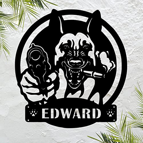 Redfishouse Personalized Metal Sign Metal Name Sign Metal Wall Art Personalized Commemorate Gift Outdoor Metal Sign Dog Gunner Sign Front Door Sign Pet Memorial Gift