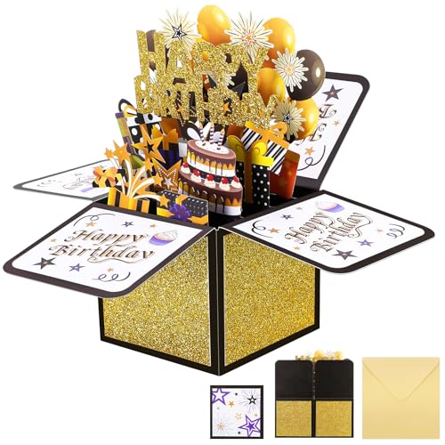 3D Pop Up Birthday Greeting Cards Personalised Birthday Gifts Kids Happy Birthday Card with Envelope and Message Card for Girls Boys Women and Men