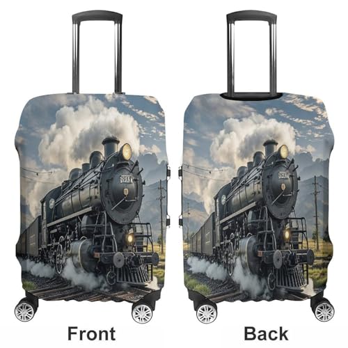 Steam Locomotive Train Travel Luggage Cover Washable Anti-scratch Suitcase Protector Dustproof Protective Cover Case for Wheeled Luggage Fits 19-32 Inch Luggage3