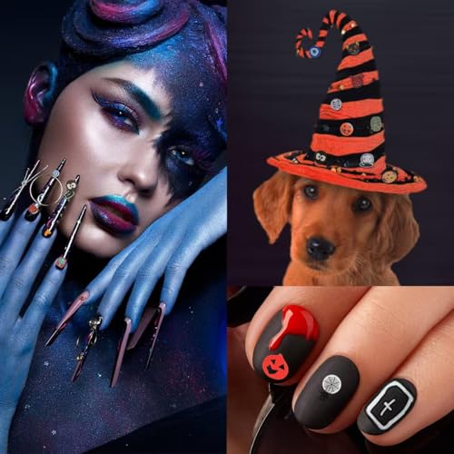 Image of 4 Bags Halloween Nail Charms 3D Mini Pumpkin Eyeball Ghost Bat Monster Charms for Nails Design Nail Slices Nail Decorate for Women Girls DIY Nail Art Decoration and Used for Decoration of Handicrafts
